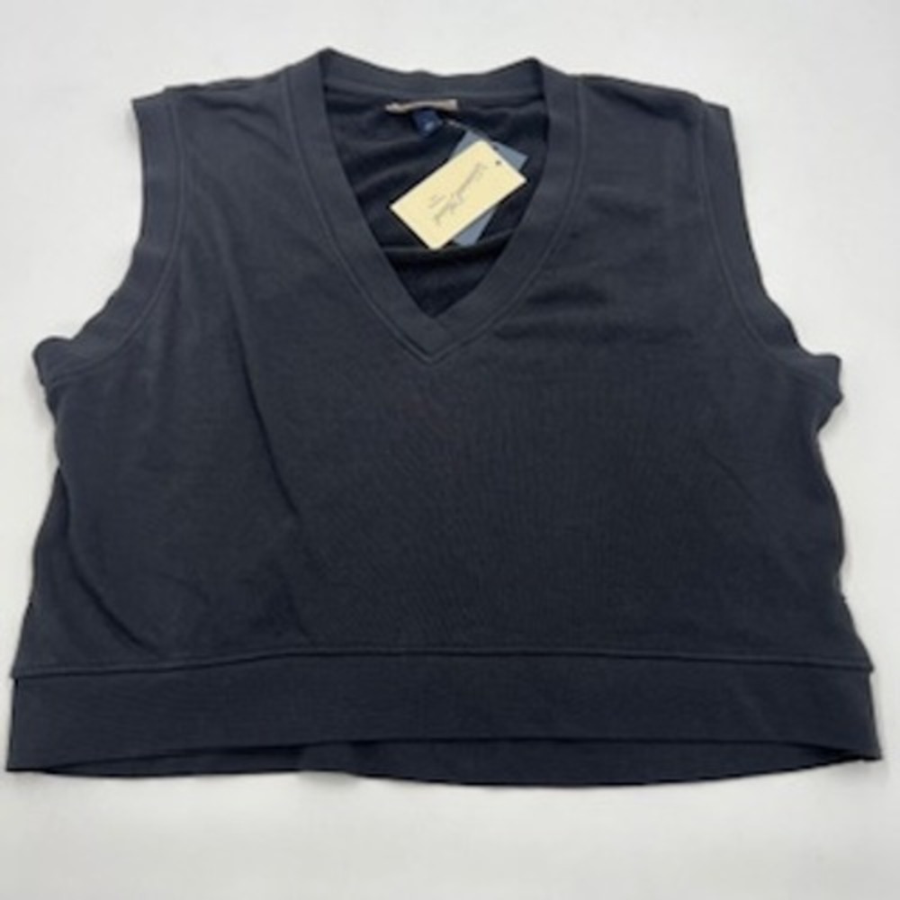 Universal Thread Womens Fleece V-Neck Vest Black Sleeveless Sweatshirt Large NEW